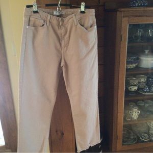 Just Black straight tan jeans - frayed hem -